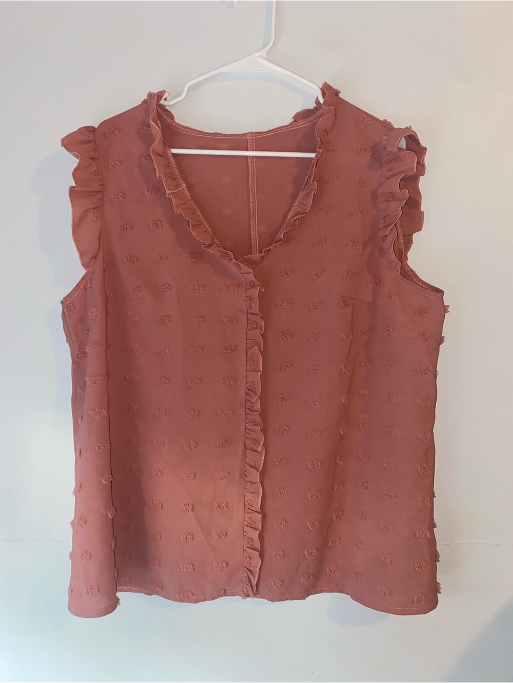 Ruffled Sleeveless Blouse in Dusty Pink Rose